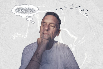 Pensive overwhelmed man