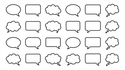 Minimalist Hand-Drawn Vector Speech Bubbles - Clean Doodle Dialogue Box Collection on White