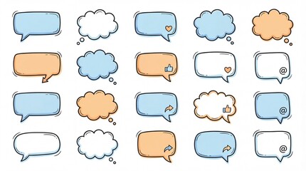 Hand-Drawn Social Media Vector Speech Bubbles - Doodle Comment & Engagement Icons Collection