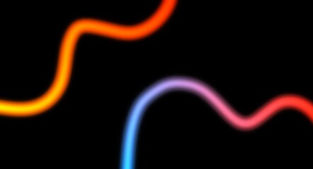 Obraz premium Glowing neon lines horizontal flow seamless loop of light beams or light streak rays on black background. Abstract glowing neon lines calligraphy lines colorful backdrop design.