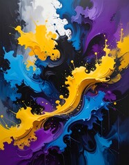 Abstract fluid art of bright colors on a dark background