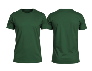 Dark green t-shirt mockup front and back view  