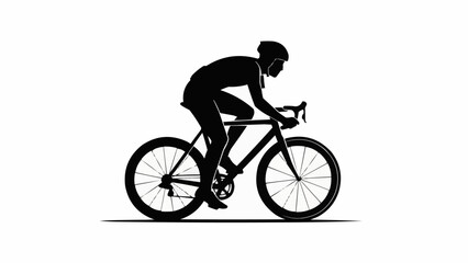 Silhouette of a Cyclist in Motion on a Bicycle.