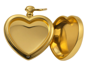 Elegant Open Golden Heart Locket Isolated on Transparent Background for Jewelry and