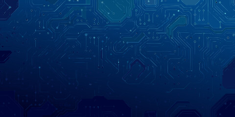 Blue circuit board pattern background for technology and innovation concepts