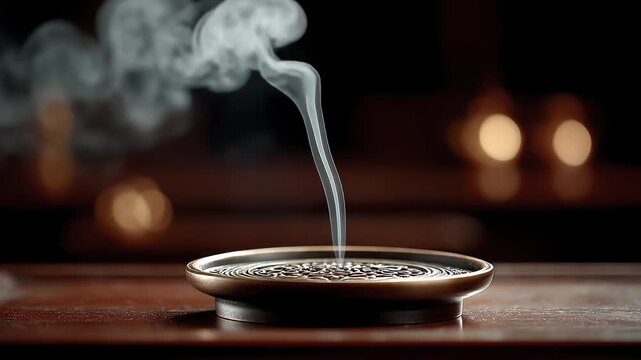 Incense burner in Tang Dynasty style with rising smoke and profound artistic conception