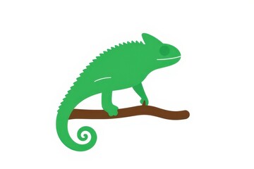 Naklejka premium a simple flat 2D icon of 'adaptability', with a chameleon silhouette (symbolizing change), minimalist design, solid green color, clean sharp lines, no shadows, isolated on a plain white background