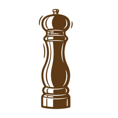 Fototapeta premium Elegant brown sketch vintage illustration of a classic wooden pepper mill isolated on white