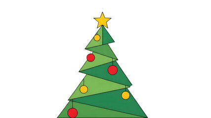 Obraz premium Festive christmas tree with star and ornaments isolated on transparent background