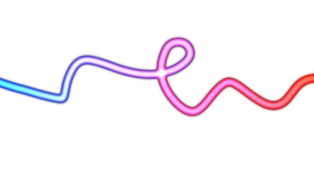 Horizontal neon lines glowing seamless loop of light streak rays or light beams on transparent background. Glowing neon lines curved zigzag color flow wave shaped overlay PNG.