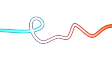 Horizontal neon lines glowing seamless loop of light streak rays or light beams on transparent background. Glowing neon lines curved zigzag color flow wave shaped overlay PNG.