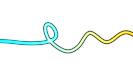 Horizontal neon lines glowing seamless loop of light streak rays or light beams on transparent background. Glowing neon lines curved zigzag color flow wave shaped overlay PNG.