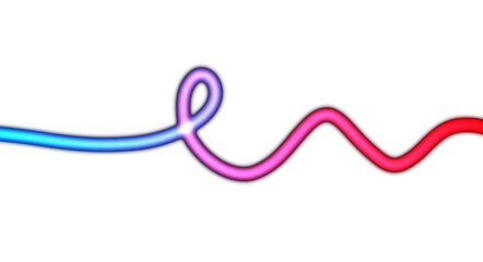 Horizontal neon lines glowing seamless loop of light streak rays or light beams on transparent background. Glowing neon lines curved zigzag color flow wave shaped overlay PNG.