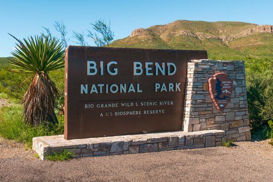 Sign at the Entrance to the Big Bend National Park. Texas