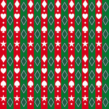 Christmas and new year pattern. Wool knitinng. Scottish plaid in red, black and green rhombuses. Traditional background of diamonds. Seamless fabric texture. Vector illustration