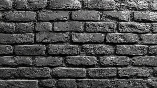 Seamless black brick wall pattern showcases its rough texture, industrial aesthetic and endu strength in a detailed and visually impactful image.
