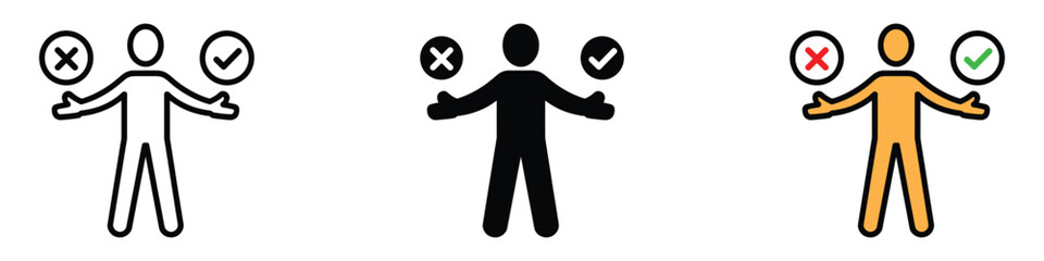 Decision Making icon vector. choice, selection process, evaluation and comparison of options symbol. vector illustration.