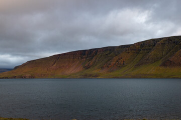 Mountains on the West Coast of Iceland at Sunset