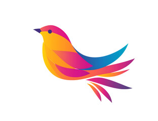 Fototapeta premium Vibrant abstract bird illustration with colorful geometric plumage isolated on transparent background
