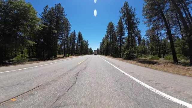 Mt Shasta to Lassen Highway 89 Southbound 02 Front View Driving Plates California USA Ultra Wide