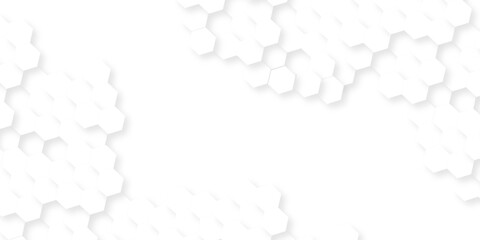 Futuristic abstract emboss white hexagon pattern vector design. Hexagon concept design abstract cube business technology background.	