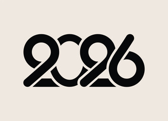 Retro Style 2096 Year Design with Bold Black Numbers on Cream Background Timeless Aesthetic