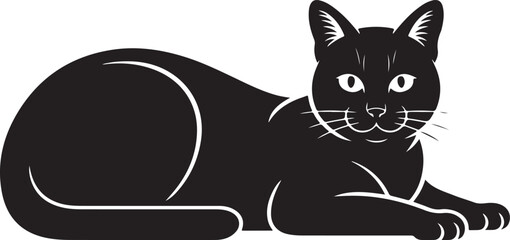 Elegant black cat silhouette reclining gracefully capturing the mystique of feline form for diverse design projects