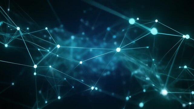Abstract network of glowing connections and nodes on a dark background