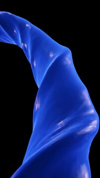 Seamlessly looping abstract background featuring smooth dark blue liquid plasma flowing and twisting through infinite parabolic curvature movement, infinite, liquid