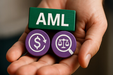 AML Anti Money Laundering Business Concept. Dirty Money Corruption Crime