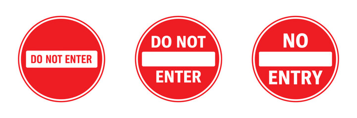 No entry sign set, collection of prohibition symbols, warning icons, restricted access graphics, traffic safety elements,