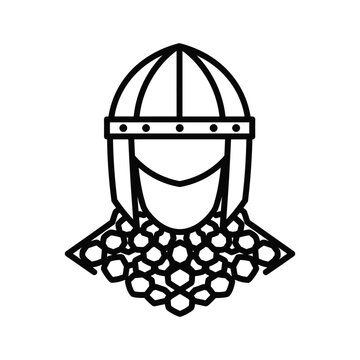 Medieval Knight Helmet with Chainmail Coif Icon