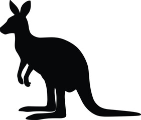 Kangaroo Silhouette – Isolated on Transparent Background Australian Wildlife Marsupial Vector