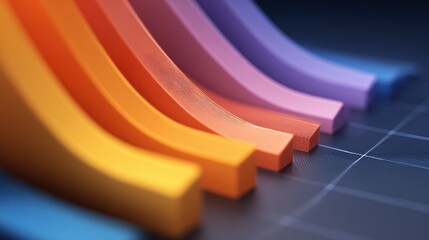 Trend chart, layered gradient lines indicating progress, 3D illustration. 