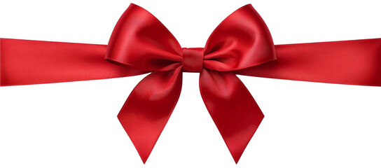 decorative shiny gift red ribbon with tied bow design element.
