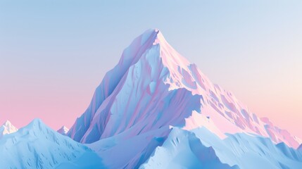 Majestic Snow-covered Mountain Peak Under Soft Pink and Blue Sky