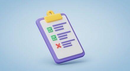 Cartoon clipboard with checklist showing completed and uncompleted tasks visually