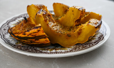 Close up of Roasted Acorn Squash Pieces
