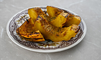 Close up of Roasted Acorn Squash Pieces
