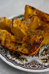 Close up of Roasted Acorn Squash Pieces