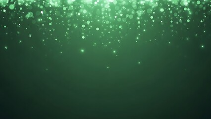 Green glitter background with bokeh and sparkle effects, abstract backdrop for design
