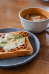 Morning toast and soup
