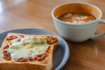 Morning toast and soup
