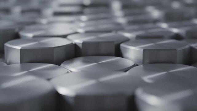 Abstract Grey Metal Surface With Regular Pattern Moving in Macro