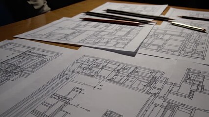 This insightful video explores the intricate process of architectural design, featuring detailed blueprints and sketches laid out on a desk. Discover the importance of planning and precision in constr