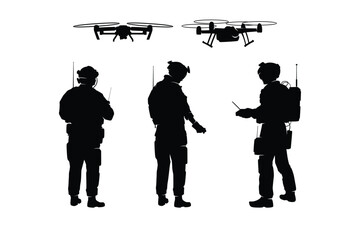 Naklejka premium Military FPV Drone Special Silhouette Illustration Desain Vector