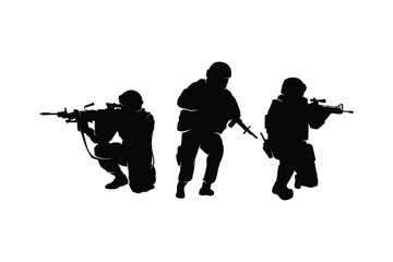 Naklejka premium Military Special Silhouette Illustration Desain Vector