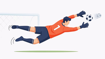Soccer Goalkeeper Catching Ball Mid Air Illustration