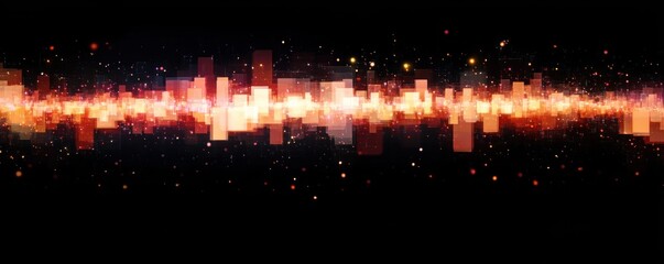 Abstract digital visualization of glowing orange and red particles forming a horizontal wave pattern on a dark background, conveying energy and motion