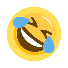 Laughing tears emoji face isolated on transparent background